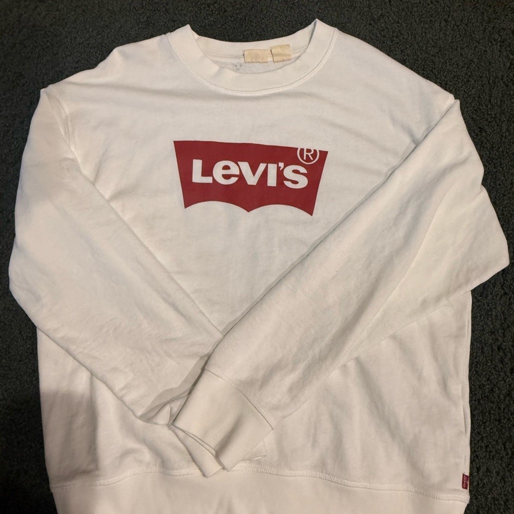 Levi's White and Red Crewneck Sweater for Men